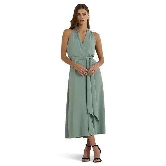 Ralph Lauren | Dresses | Lauren Ralph Lauren Womens Georgette Halter  Cocktail Dress Soft Laurel 8 1768 | Poshmark